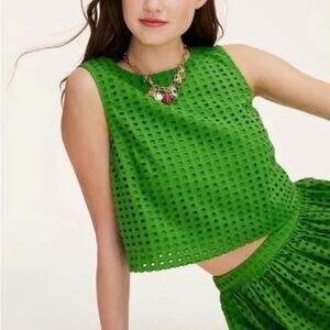 Kate Spade X Target NWT Green Boxy Eyelet Crop Top Size XS Broken Button Loop